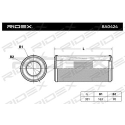 Filtre à air RIDEX 8A0424 pour JOHN DEERE, MASSEY FERGUSON et plus encore... RIDEX