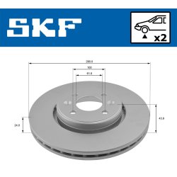 Brake Disc VKBD80010V2 SKF VKBD 80010 V2 OE Ref 402068053R SKF