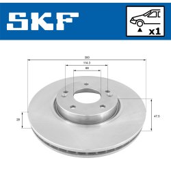 Brake Disc VKBD80019V1 SKF VKBD 80019 V1 OE Ref 517123K110 SKF