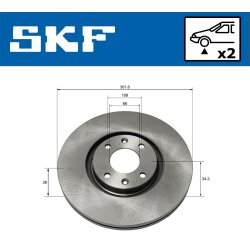 Brake Disc VKBD80135V2 SKF VKBD 80135 V2 OE Ref 1606308280 SKF