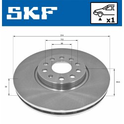 Brake Disc VKBD80171V1 SKF VKBD 80171 V1 OE Ref 1K0615301AJ SKF