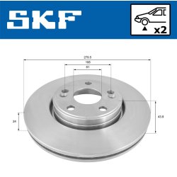 Brake Disc VKBD80210V2 SKF VKBD 80210 V2 OE Ref 7700802231 SKF