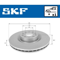 Brake Disc VKBD80309V1 SKF VKBD 80309 V1 OE Ref 1K0615301AB SKF
