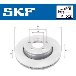 Brake Disc VKBD80313V2 SKF VKBD 80313 V2 OE Ref 52109938AB SKF