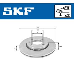 Brake Disc VKBD80331V2 SKF VKBD 80331 V2 OE Ref 6N0615301C SKF