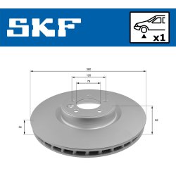 Brake Disc VKBD80369V1 SKF VKBD 80369 V1 OE Ref LR016176 SKF