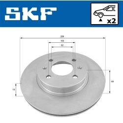 Brake Disc VKBD80390V2 SKF VKBD 80390 V2 OE Ref 517121C050 SKF