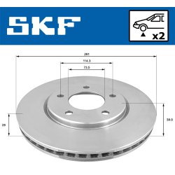 Brake Disc VKBD80594V2 SKF VKBD 80594 V2 OE Ref 05073069AA SKF