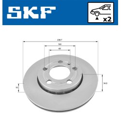 Brake Disc VKBD80612V2 SKF VKBD 80612 V2 OE Ref 6Q0615301 SKF