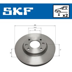 Brake Disc VKBD80703V2 SKF VKBD 80703 V2 OE Ref 517123D100 SKF