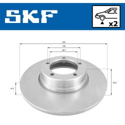 Brake Disc VKBD80946S2 SKF VKBD 80946 S2 OE Ref KAM2107 SKF