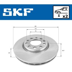 Brake Disc VKBD81130V2 SKF VKBD 81130 V2 OE Ref 51806278 SKF