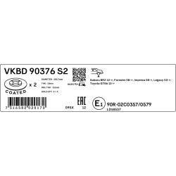 Brake Disc VKBD90376S2 SKF VKBD 90376 S2 OE Ref 26700FG000 SKF