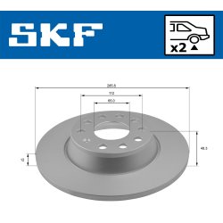 Brake Disc VKBD91289S2 SKF VKBD 91289 S2 OE Ref 1K0615601AD SKF