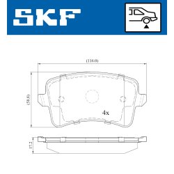 Brake Pad Set VKBP90150 SKF VKBP 90150 OE Ref 8K0698451C