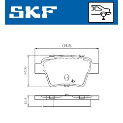 Brake Pad Set VKBP90172 SKF VKBP 90172 OE Ref 1611457280