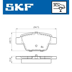 Brake Pad Set VKBP90315 SKF VKBP 90315 OE Ref 71769094 SKF