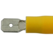 Wiring Connectors Yellow Male Blade 6.3mm Pack Of 100 (Yellow Pre Insulated Terminals)