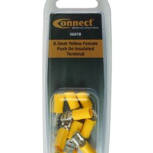 6.3mm Female Push On Insulated Terminal Pack of 10 (Yellow Pre Insulated Terminals)