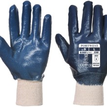 Nitrile Knitwrist Abrasion Resistant Gloves Navy (Grip Gloves) Size M