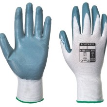 Flexo Grip Nitrile Glove Grey White Pack of 12 (Grip Gloves) Size L