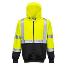 B315 Hi Vis Contrast Zipped Hoodie Yellow Black (Hi Vis Sweatshirts)