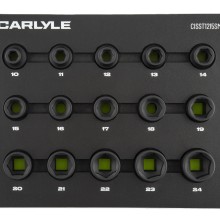 15 PC 1/2in Drive Metric 6 PT Stubby Impact Socket Set CARLYLE HAND TO