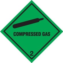 Class 2 Compressed Gas Warning Diamond Self Adhesive Vinyl 100mm x 100mm (Hazard Warning Diamonds)