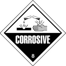Class 8 Corrosive Warning Diamond Self Adhesive Vinyl 100mm x 100mm (Hazard Warning Diamonds)