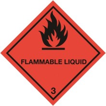 Class 3 Flammable Liquid Warning Diamond Self Adhesive Vinyl 100mm x 100mm (Hazard Warning Diamonds)