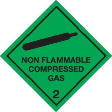 Class 2 Non Flammable Compressed Gas Warning Diamond Self Adhesive Vinyl 100mm x 100mm