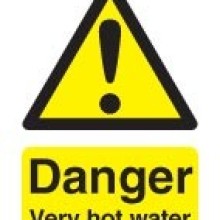 Danger Very Hot Water Sign Self Adhesive Vinyl 70mm x 50mm (Hazard Signs)