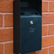 Wall Mountable Compact Cigarette Bin Black Textured Finish (Cigarette Bins)