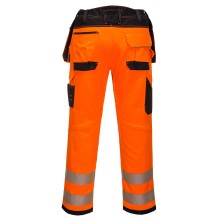 PW306 PW3 Hi Vis Stretch Holster Pocket Trousers Orange Black Hi Vis Trousers Tools & Maintenance