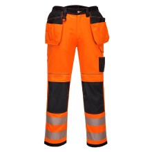 PW306 PW3 Hi Vis Stretch Holster Pocket Trousers Orange Black Hi Vis Trousers
