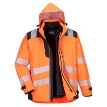 PW365 PW3 Hi Vis 3 in 1 Jacket Orange Black XXX Large Hi Vis Jackets