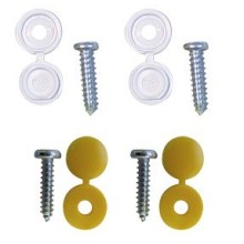Number Plate Caps & Screws White & Yellow Pack Of 4 (SelfTap Screw & Cap)