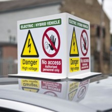 EV Hybrid Vehicle Roof Top Warning Sign (Hazard Signs)