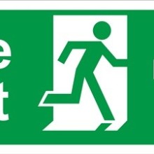Fire Exit Arrow Right Self Adhesive Vinyl 150mm x 400mm (Safe Condition Signs)