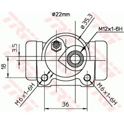Cylindre de frein de roue TRW BWH186 pour NISSAN, RENAULT OE 77010-33311 TRW