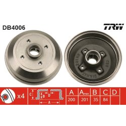 Brake Drum TRW DB4006 OE Ref 90135504