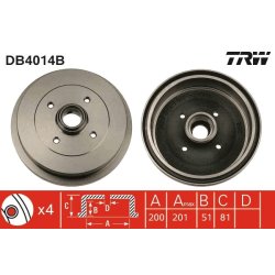 Brake Drum TRW DB4014B OE Ref 191 501 615 A