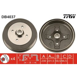 Brake Drum TRW DB4037 OE Ref 477 501 615 A
