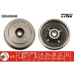 Brake Drum TRW DB4066B OE Ref 77 00 685 473