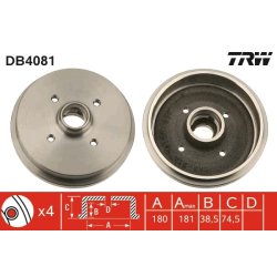 Brake Drum TRW DB4081 OE Ref 171 501 615 C