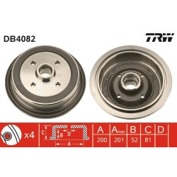 Brake Drum TRW DB4082 OE Ref 811 501 615 B