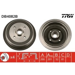Brake Drum TRW DB4082B OE Ref 811 501 615 B