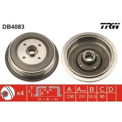 Brake Drum TRW DB4083 OE Ref 443 501 615 A