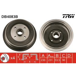 Brake Drum TRW DB4083B OE Ref 431 501 615