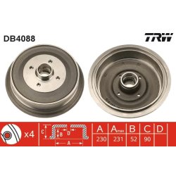 Brake Drum TRW DB4088 OE Ref 147 501 615 A